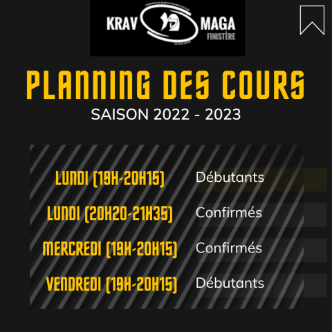 Planning des cours pour la saison 2022/2023