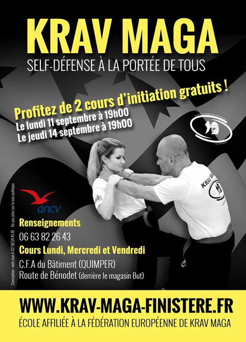 affiche du club de krav maga self defense a quimper bretagne saison 2023 2024