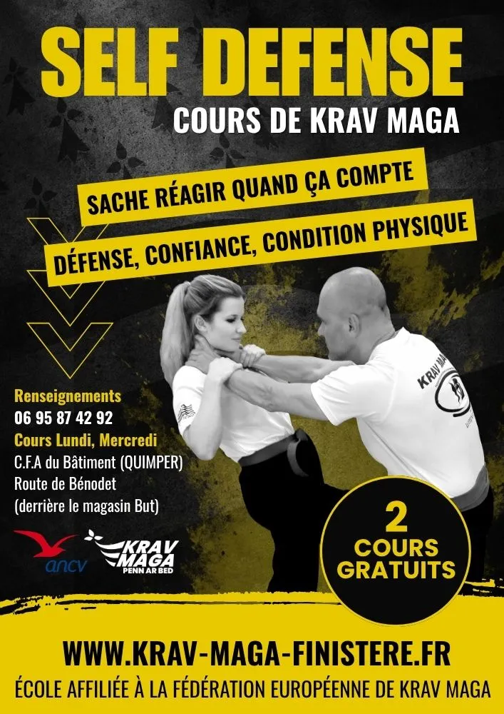 affiche du club de krav maga self defense a quimper bretagne saison 2026 2027